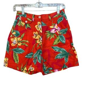 Vintage Lauren Ralph‎ Lauren Petite Women’s Linen “Flag Red” Orange Shorts 2P
